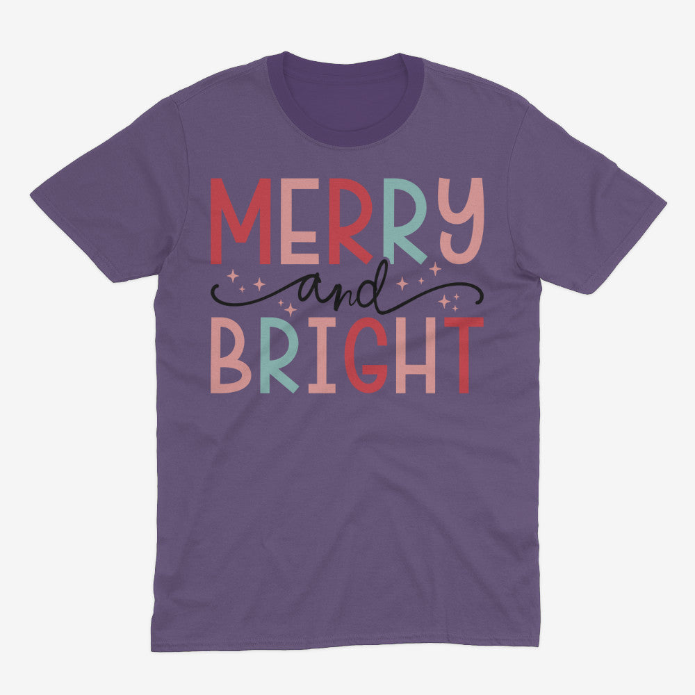 Heather Purple "Merry and Bright" Christian t-shirt